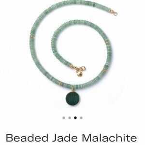 Elegant Jade Malachite Necklace with Gold Details